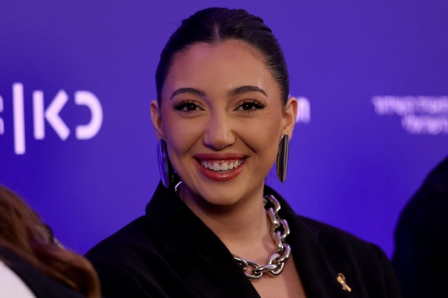 Israels Eurovision 2025 -Vertreter und Überlebender des Angriffs am 7. Oktober 2023, Yuval Raphael, besucht eine Pressekonferenz, nachdem sie ihren Song 'New Day Will