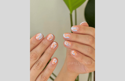 23 mutige kurze Sommernägel Idee für einen schicken minimalistischen Look 21 Kurze Nägel, Orangennagel, blaue Nagelkunst