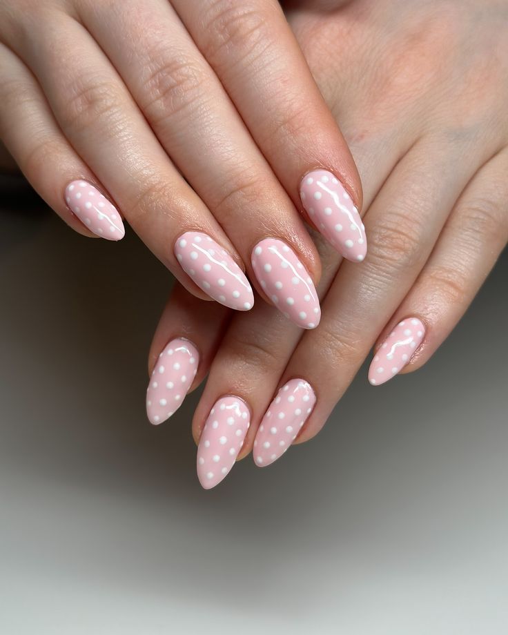 Sommer Pink Pastell Polka Punktnägel