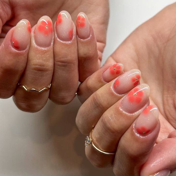 Cherry Blush Blumennägel mit Jelly Basis