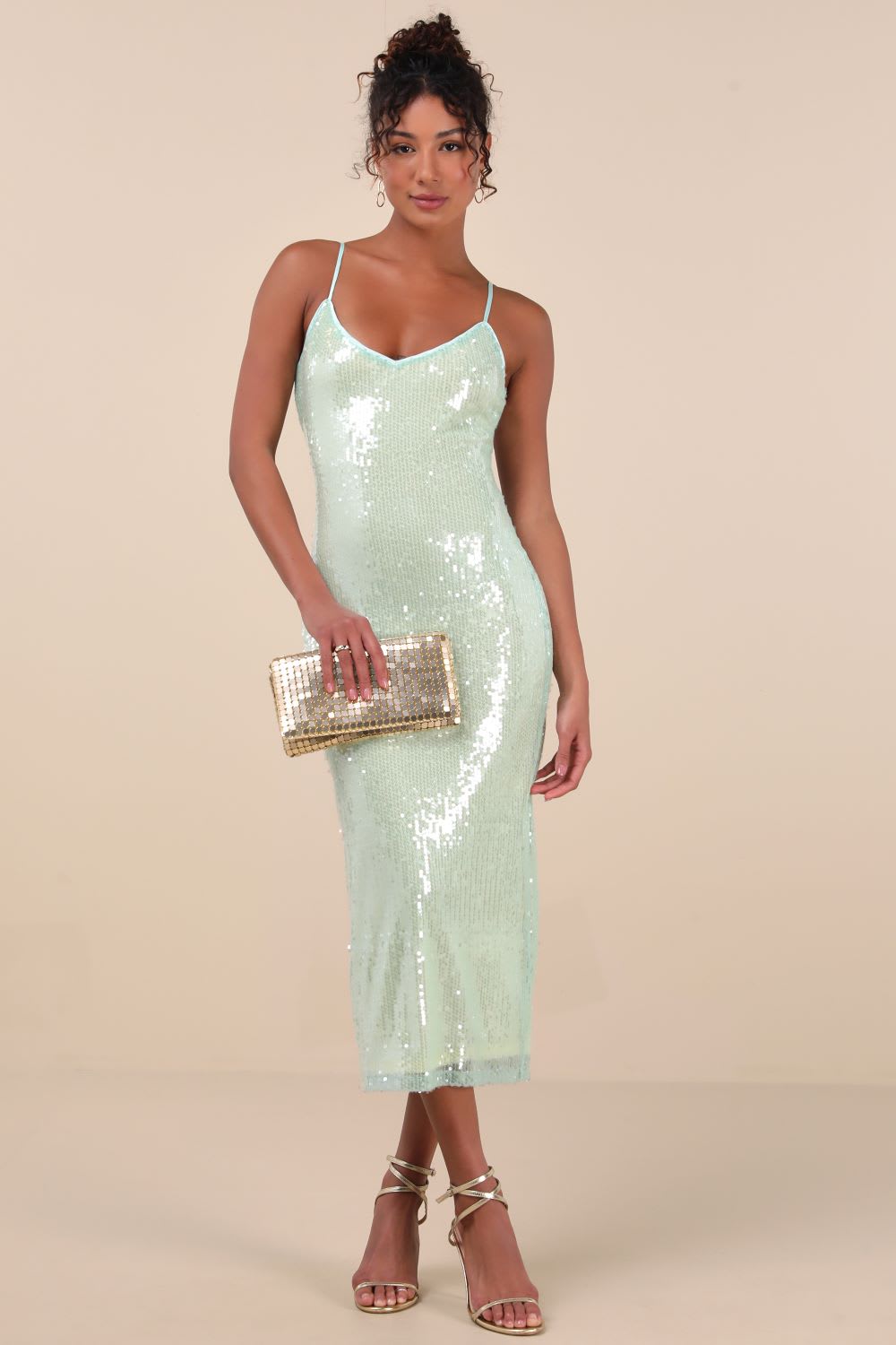 Minzgrüne Paillettenbindung Kleid